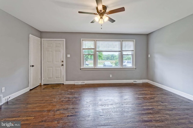 3176 S Hance Bridge Rd, Vineland, NJ 08361 - empty room featuring ceiling fan, wood finished floors, and baseboards