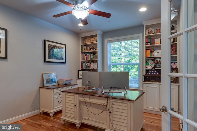 3565 Sauvignon Ln, Chesapeake Beach, MD 20732 - office featuring ceiling fan, light wood finished floors, and baseboards