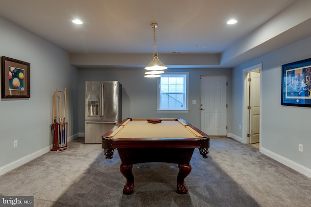 3565 Sauvignon Ln, Chesapeake Beach, MD 20732 - rec room featuring carpet floors, billiards, baseboards, and recessed lighting