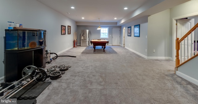 3565 Sauvignon Ln, Chesapeake Beach, MD 20732 - recreation room with pool table, baseboards, carpet, and recessed lighting