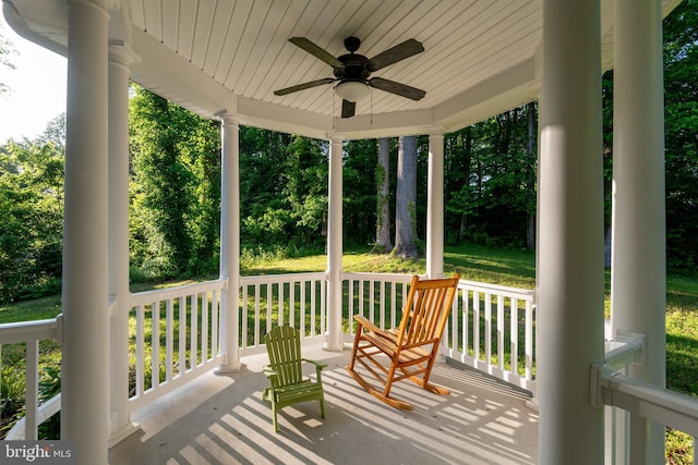 3565 Sauvignon Ln, Chesapeake Beach, MD 20732 - wooden porch featuring ceiling fan