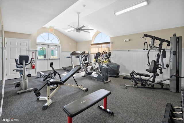30558 Luff Ln Unit C-14, Ocean View, DE 19970 - exercise room with a ceiling fan, healthy amount of natural light, and vaulted ceiling