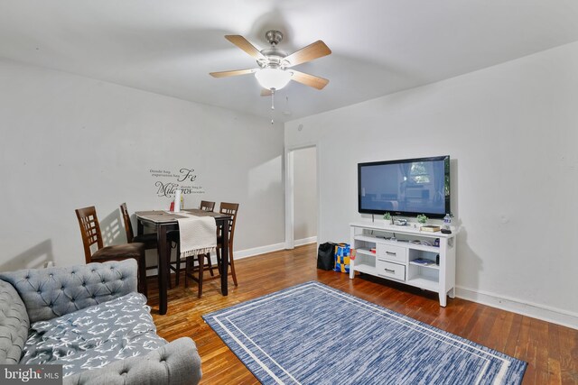 4825 3rd St NW, Washington, DC 20011 - living room featuring ceiling fan and wood finished floors