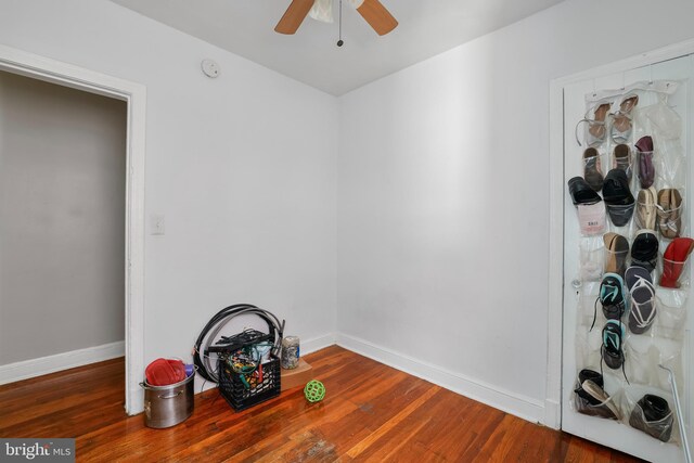 4825 3rd St NW, Washington, DC 20011 - unfurnished room with ceiling fan, a smoke detector, and wood finished floors