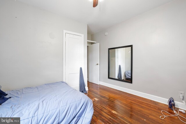 4825 3rd St NW, Washington, DC 20011 - bedroom with wood finished floors and a ceiling fan