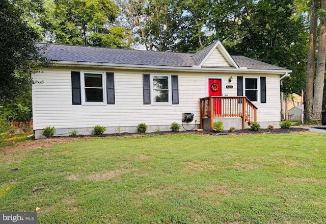 608 Tacketts Mill Rd, Stafford, VA 22556 - single story home featuring a front lawn and a shingled roof