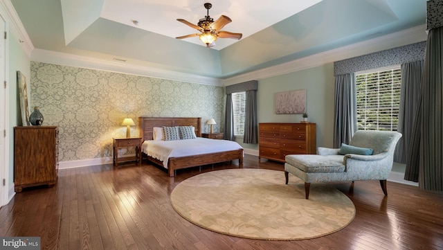 2799 Manion Way, Doylestown, PA 18902 - bedroom featuring wallpapered walls, hardwood / wood-style floors, and a raised ceiling