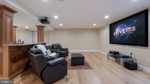 2799 Manion Way, Doylestown, PA 18902 - cinema featuring decorative columns, light wood-style floors, and recessed lighting