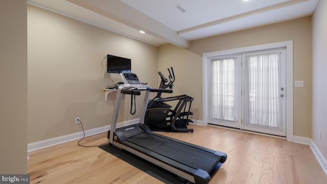 2799 Manion Way, Doylestown, PA 18902 - workout room featuring wood finished floors and recessed lighting