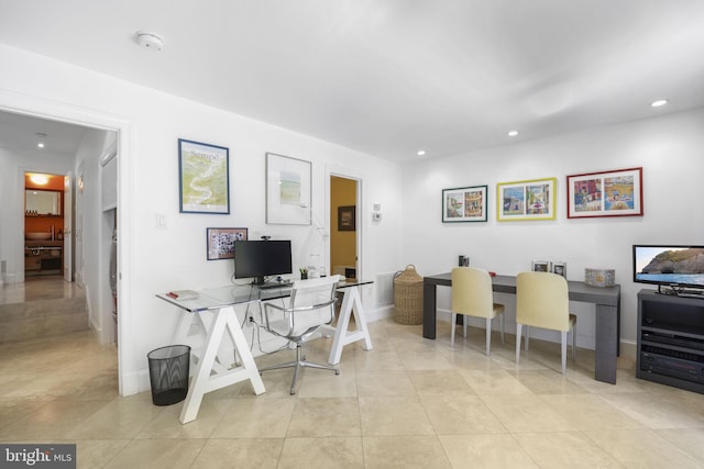 3927 Georgetown Ct NW, Washington, DC 20007 - home office featuring recessed lighting and light tile patterned flooring