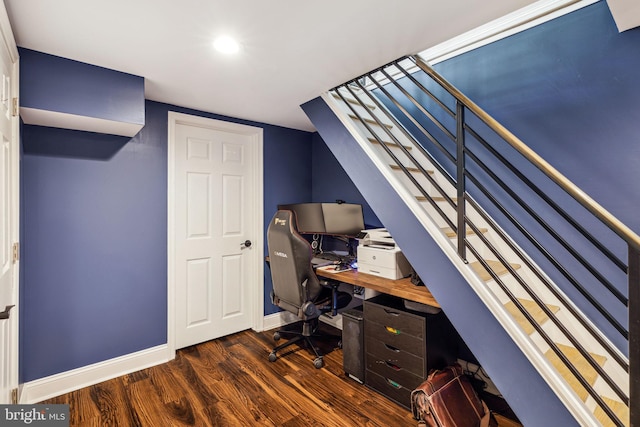 2305 S Croskey St, Philadelphia, PA 19145 - office with dark wood-style floors, baseboards, and recessed lighting