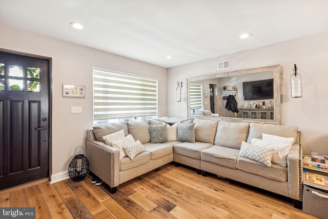 2305 S Croskey St, Philadelphia, PA 19145 - living area featuring light wood-style floors, recessed lighting, and baseboards