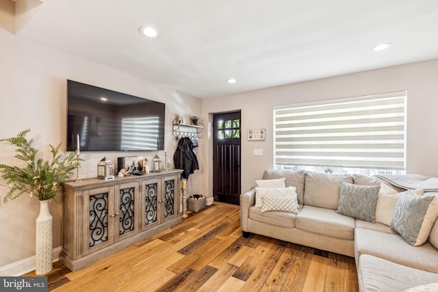 2305 S Croskey St, Philadelphia, PA 19145 - living room with light wood-type flooring, recessed lighting, and baseboards