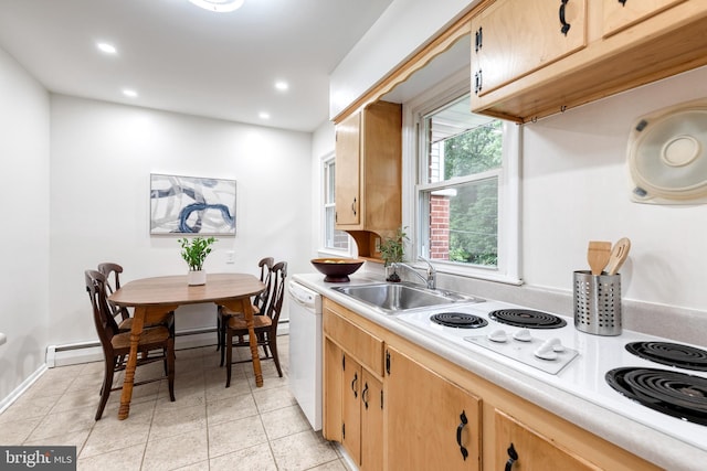 522 Goucher Blvd, Baltimore, MD 21286 - kitchen with white appliances, a sink, light countertops, recessed lighting, and baseboards