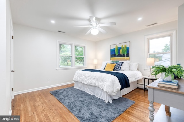 522 Goucher Blvd, Baltimore, MD 21286 - bedroom featuring baseboard heating, wood finished floors, baseboards, ceiling fan, and recessed lighting