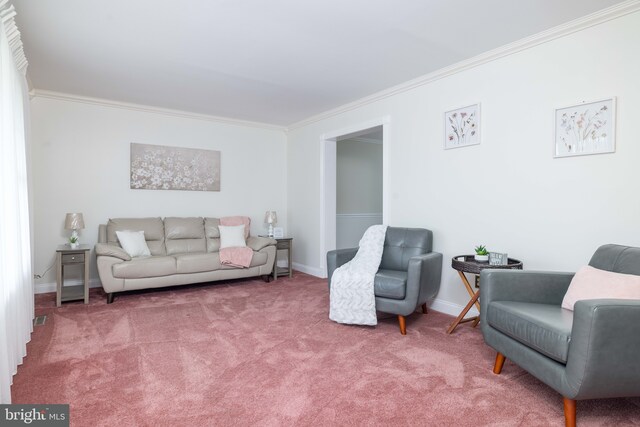 13 Berley Ct, Newark, DE 19702 - living room featuring crown molding, baseboards, and carpet flooring