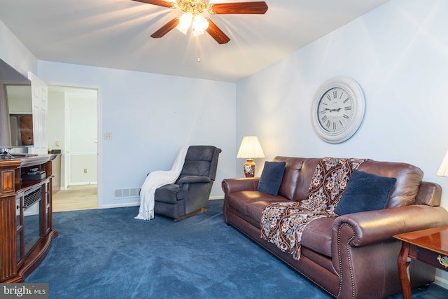 13 Berley Ct, Newark, DE 19702 - living area featuring ceiling fan, carpet floors, and baseboards