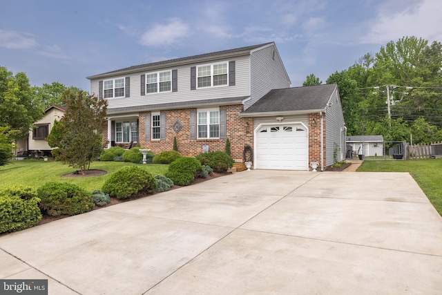 13 Berley Ct, Newark, DE 19702 - view of front facade featuring a garage, brick siding, a front lawn, and driveway