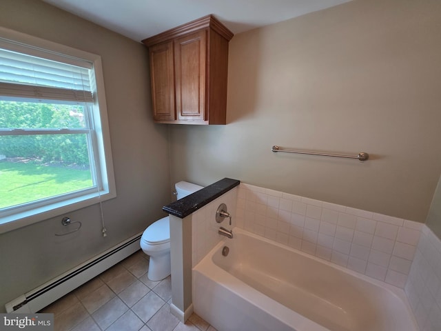 616 Sylvan Pl, Harrisburg, PA 17109 - full bath with baseboard heating, toilet, tile patterned flooring, and a garden tub
