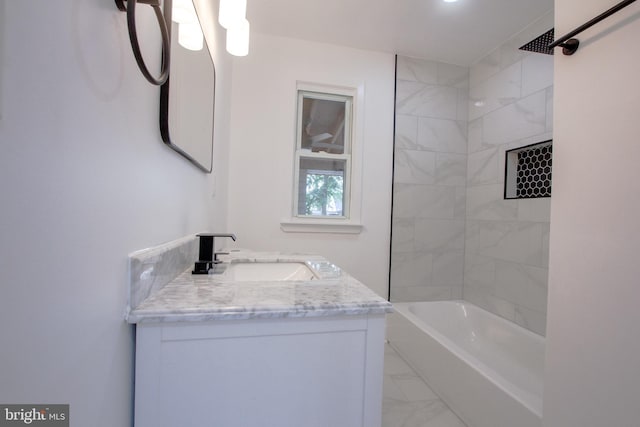 2 Baltimore Ave, Glen Burnie, MD 21061 - full bathroom with marble look tile flooring, vanity, and bathing tub / shower combination