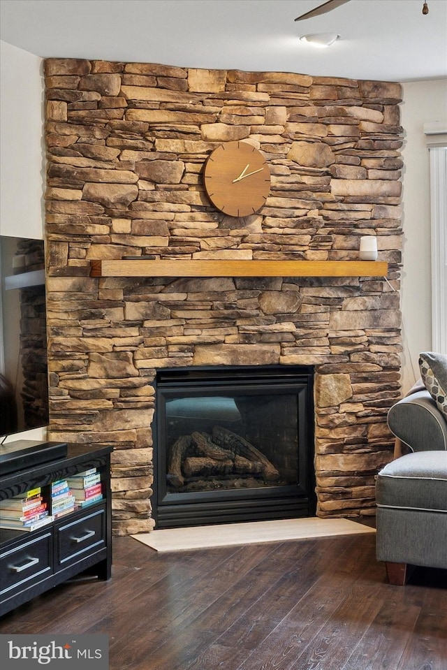 504 Ridge Dr, Douglassville, PA 19518 - detailed view of a fireplace and wood finished floors