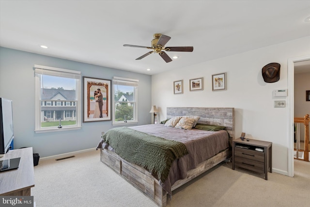 504 Ridge Dr, Douglassville, PA 19518 - bedroom featuring carpet, baseboards, recessed lighting, and ceiling fan