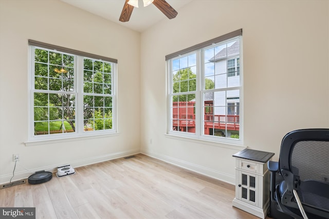 831 Macalister Dr SE, Leesburg, VA 20175 - unfurnished office featuring ceiling fan, healthy amount of natural light, wood finished floors, and baseboards