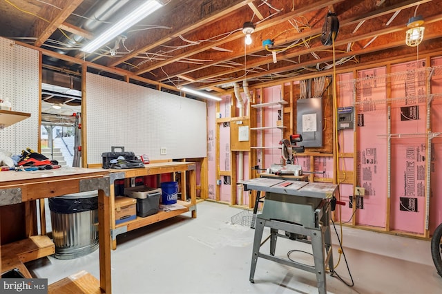 831 Macalister Dr SE, Leesburg, VA 20175 - unfinished below grade area featuring a workshop area and electric panel