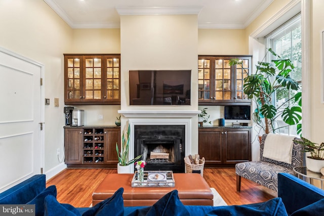306 S 13th St Unit 8, Philadelphia, PA 19107 - living room with wood finished floors, crown molding, and baseboards