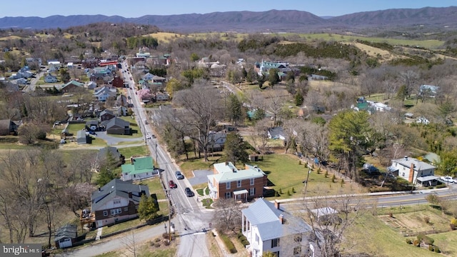 322 Main St E, Fincastle, VA 24090 - aerial view of property and surrounding area featuring a mountain backdrop and nearby suburban area
