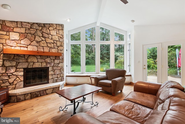 6662 Van Winkle Dr, Falls Church, VA 22044 - living area with hardwood / wood-style flooring and a fireplace