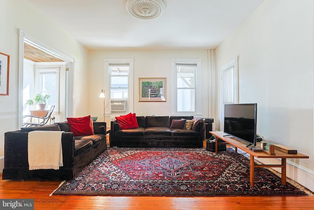 922 8th Ave, Prospect Park, PA 19076 - living area with wood-type flooring and cooling unit