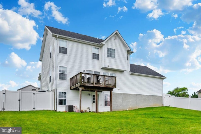 186 Brush Dr, Martinsburg, WV 25405 - back of house with a gate, a wooden deck, and cooling unit