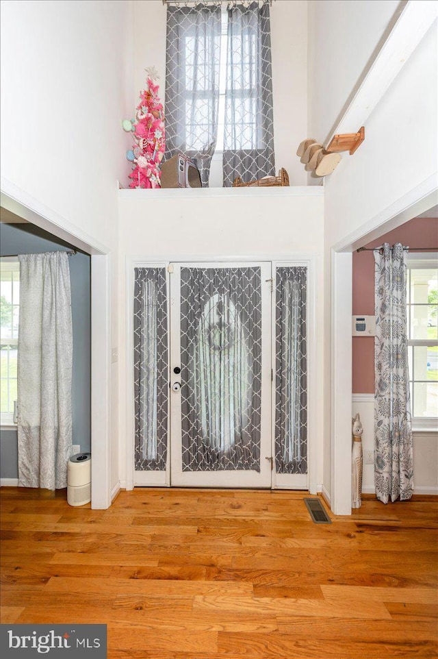 186 Brush Dr, Martinsburg, WV 25405 - foyer with a towering ceiling, wood finished floors, healthy amount of natural light, and baseboards