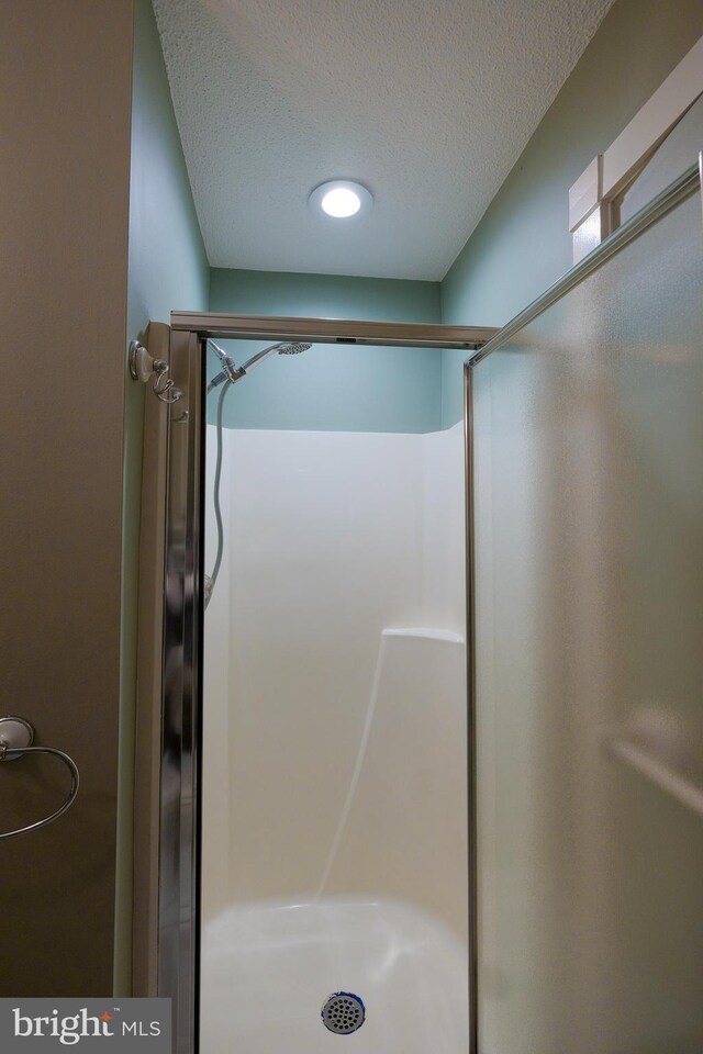 4027 Trego Mountain Rd, Keedysville, MD 21756 - bathroom with a shower stall and a textured ceiling