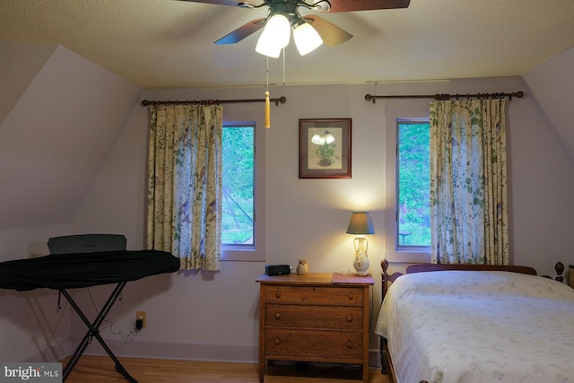 4027 Trego Mountain Rd, Keedysville, MD 21756 - bedroom featuring wood finished floors, baseboards, vaulted ceiling, and a ceiling fan