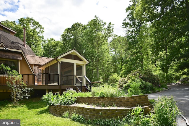 4027 Trego Mountain Rd, Keedysville, MD 21756 - view of yard with a sunroom and a wooden deck