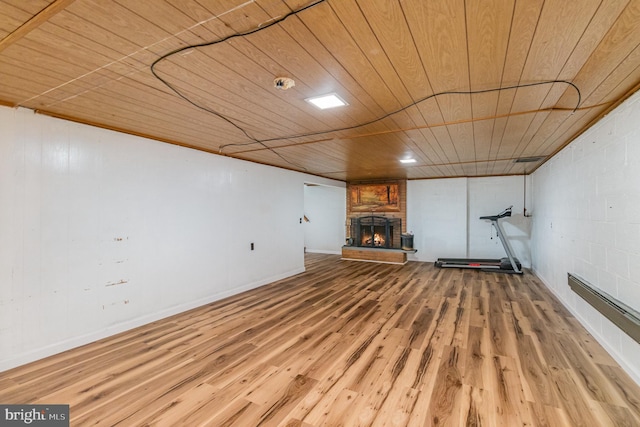 230 N Harrison St, Palmyra, PA 17078 - finished below grade area featuring wood ceiling, wood finished floors, and a fireplace