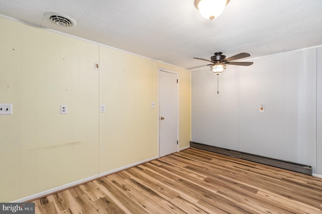230 N Harrison St, Palmyra, PA 17078 - unfurnished room with light wood-style floors, a ceiling fan, and a baseboard radiator