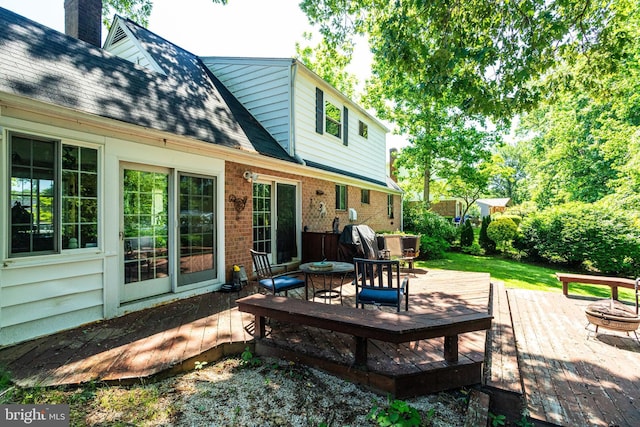 5518 Kempton Dr, Springfield, VA 22151 - wooden deck featuring a fire pit