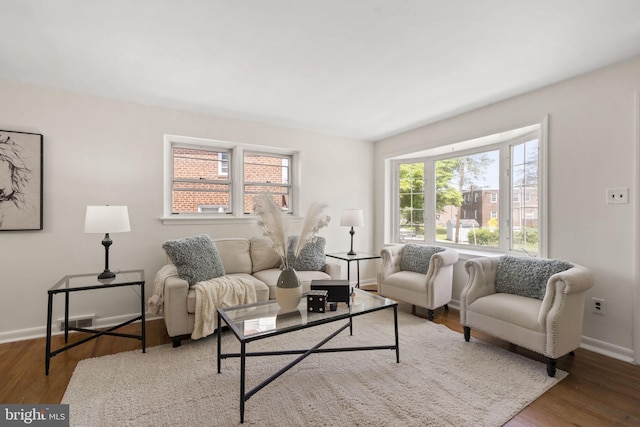 4022 Evans Ln, Drexel Hill, PA 19026 - living room featuring baseboards and wood finished floors