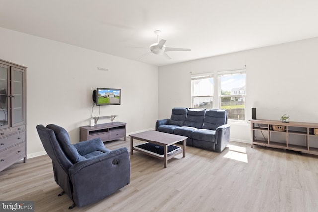 30 Ivy Spring Ln, Fredericksburg, VA 22406 - living area with a ceiling fan, light wood finished floors, and baseboards