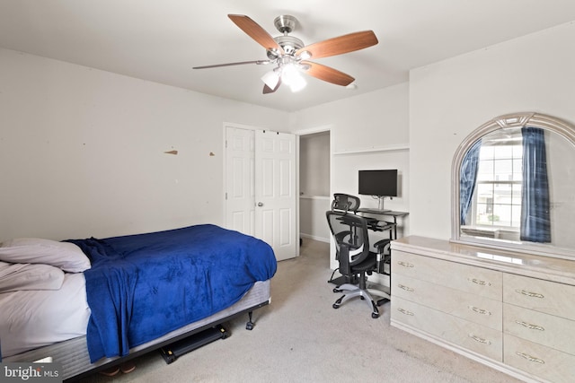 30 Ivy Spring Ln, Fredericksburg, VA 22406 - bedroom featuring an office area, light colored carpet, and ceiling fan