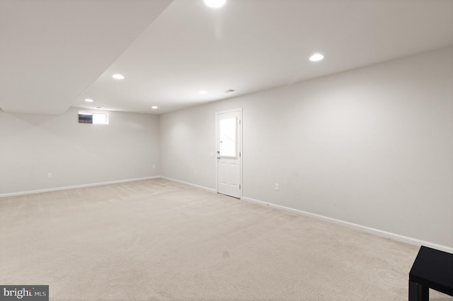 30 Ivy Spring Ln, Fredericksburg, VA 22406 - below grade area with baseboards, recessed lighting, and light colored carpet