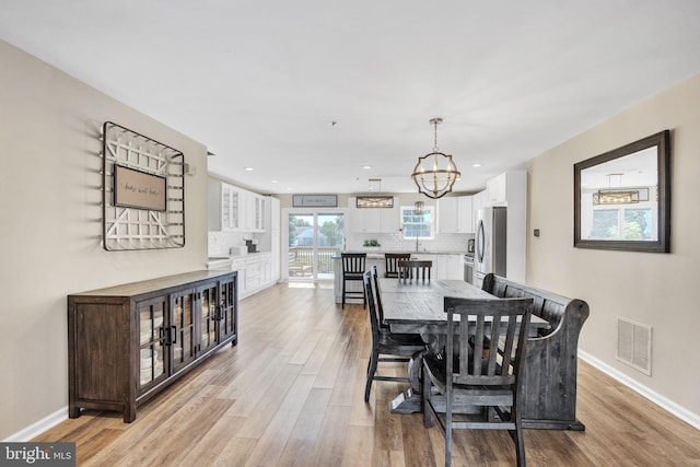 515 Williamsburg Way, King Of Prussia, PA 19406 - dining space featuring light wood-type flooring, baseboards, a chandelier, and recessed lighting
