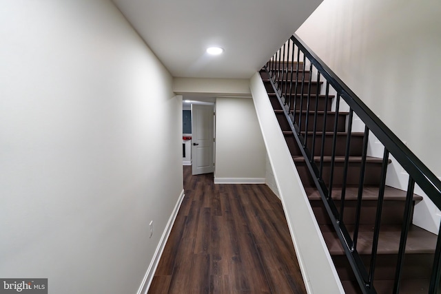 3815 Cottage Ave, Baltimore, MD 21215 - stairs with wood finished floors, baseboards, and recessed lighting