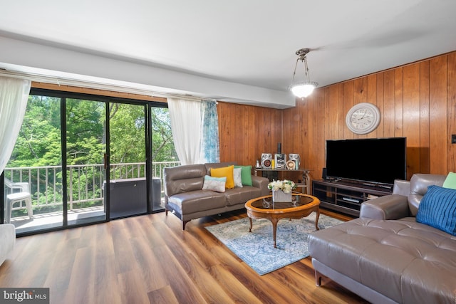 6034 Westchester Park Dr Unit 202, College Park, MD 20740 - living room featuring wood walls and wood finished floors
