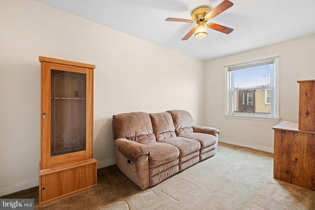 7164 Walker St, Philadelphia, PA 19135 - carpeted living room featuring ceiling fan and baseboards