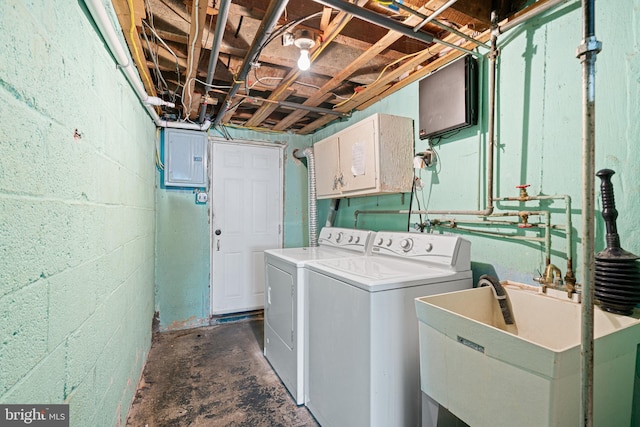 7164 Walker St, Philadelphia, PA 19135 - laundry area featuring washer and dryer and electric panel