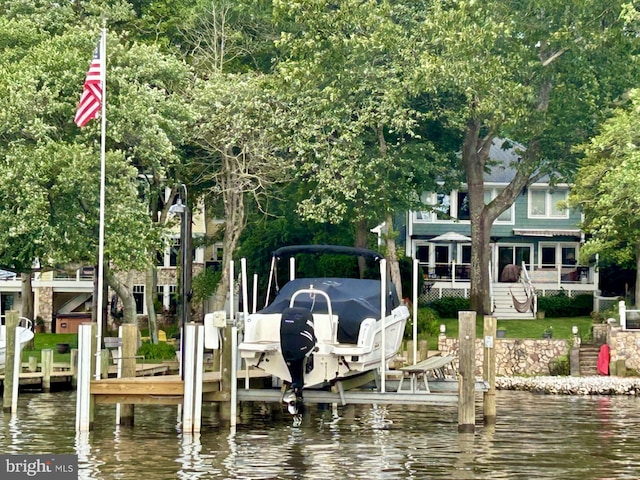 569 Highbank Rd, Severna Park, MD 21146 - dock area with boat lift and a water view